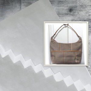 Ralph Lauren Handbag/Purse/High Fashion Beige Tan Pink Houndstooth